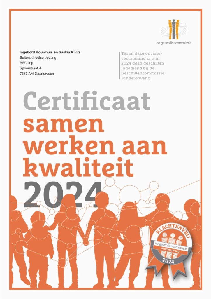 Certificaat Klachtenvrij 2024
